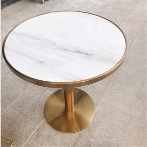 China Contemporary design Round Gold stainless steel Marble top Bistro table Coffee table for hotel Club Cafe wholesale
