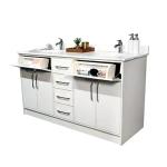 White 60 Inch Hotel Room Cabinets Double Sink Floor Mounted Cabinets Custom