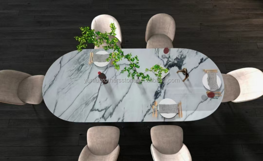 Snow Mountain White Marble Big Slab for Modern Design Dining Table Top Natural Stone