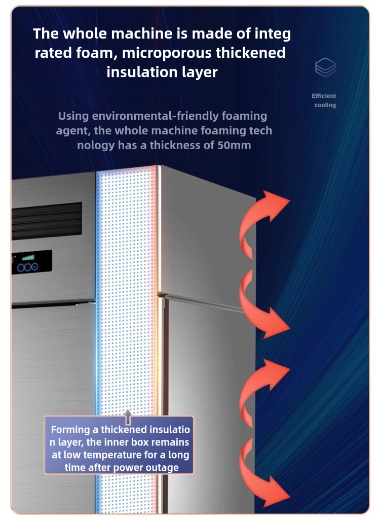 Stainless Steel Refrigeration Equipment for Kitchen 2/3/4/6 Door Refrigerator/Freezer