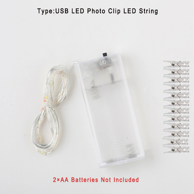 2M/5M/10M USB LED Light String Outdoor Garland for Photo Clip Decor Fairy/String Lights Chain Battery Christmas Copper W