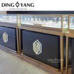 Custom Made Fashion Black Golden Jewelry Counter , Jewelry Counter Furniture