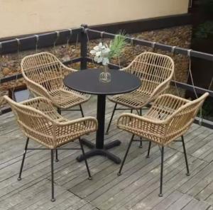 China American style Courtyard Stacking Hotel Aluminum Frames Rattan Wicker Restaurant Balcony Dining Garden Outdoor Chairs wholesale