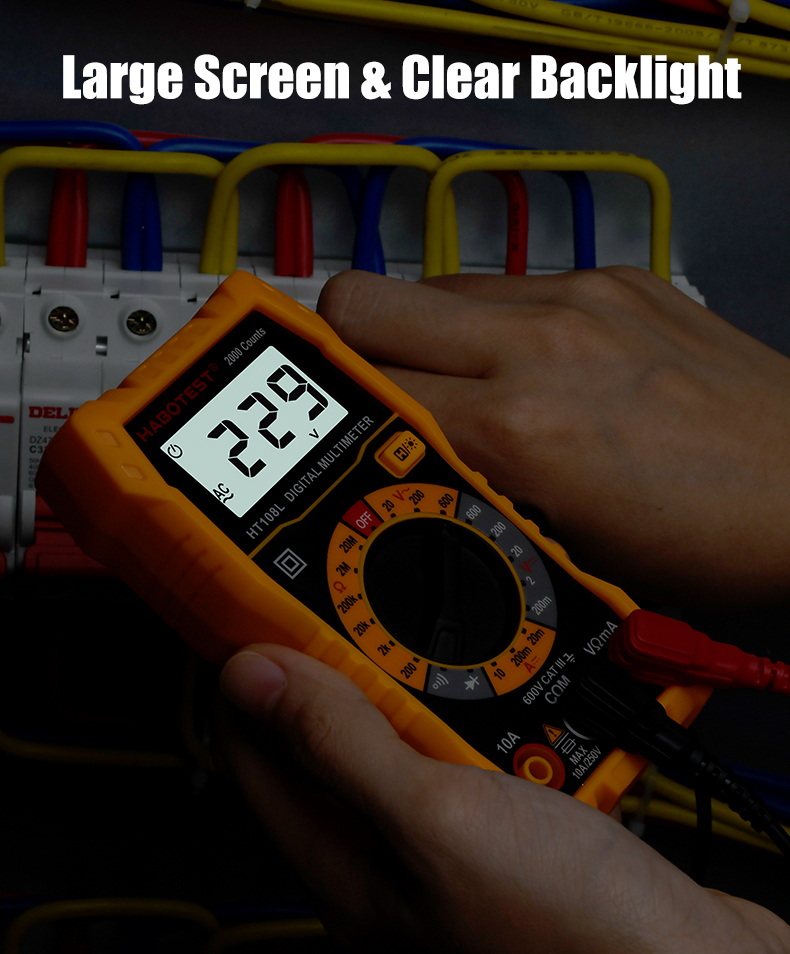 2000 Counts Handheld Digital Multimeter , 600V Portable Digital Multimeter