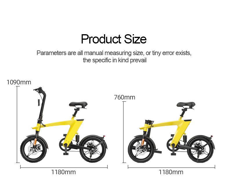 250/400W Brushless Motor Electric City Bicycle Lightweight Folding Bike for Convenient Trunk Storage and Max Load of 100Kg