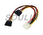 Red Color 7+15pin 22pin SATA Cable Female To SATA Female W/ Molex IDE 4Pin Power