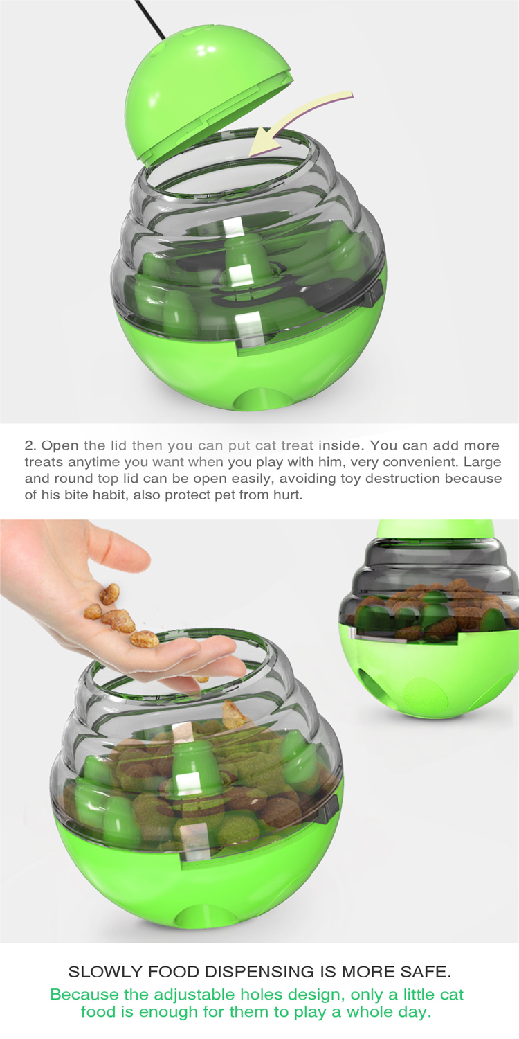 Slow feeder tumbler interactive plaything with cat stick cat turntable leaking food teasing ball cat pet toy