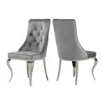 Grey Fabric SS Dining Chairs Modern Sliver For Upscale Hotel Restaurants