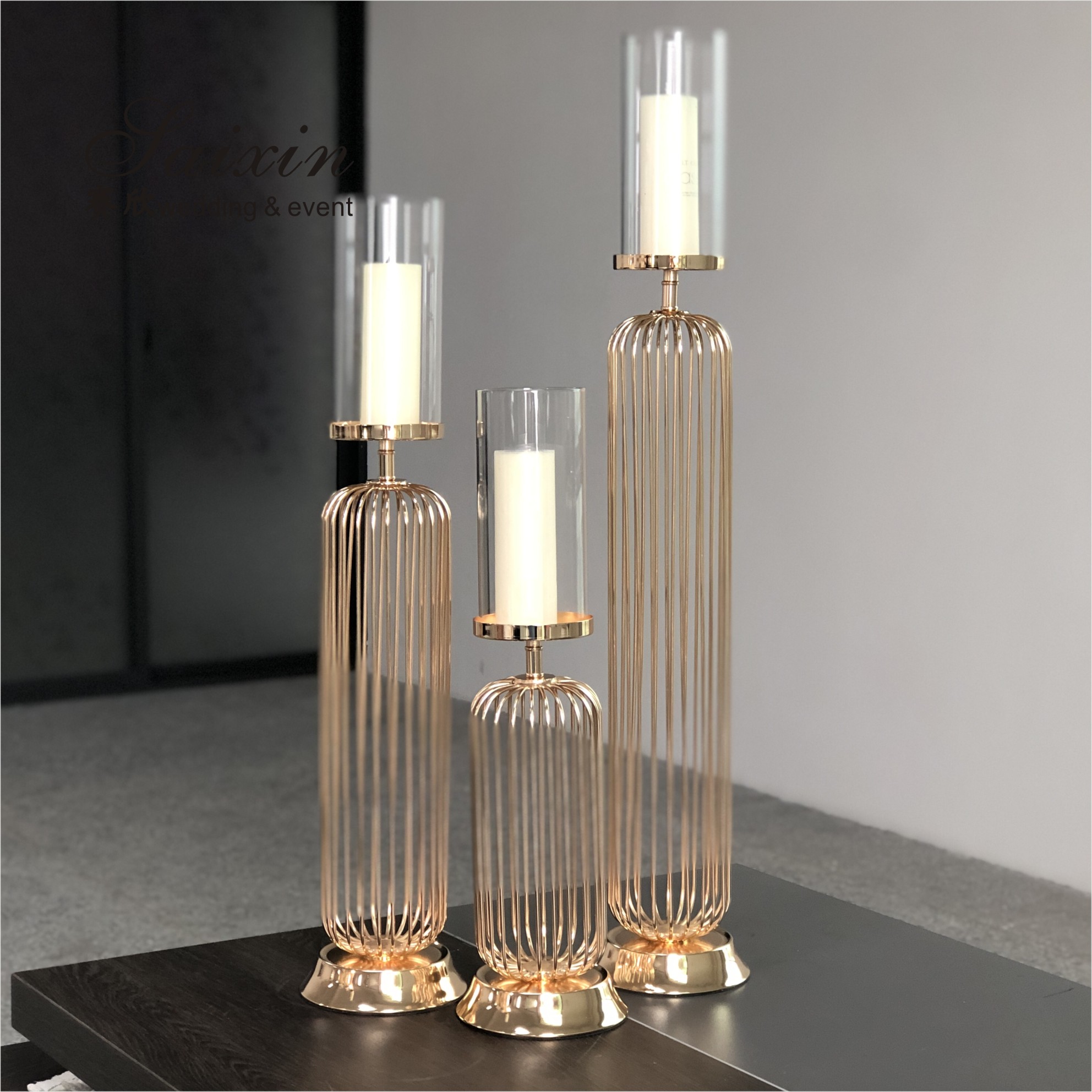 Gold Crystal Candle Holder Set Candlestick A Set Of 4 Pieces Champagne 55cm