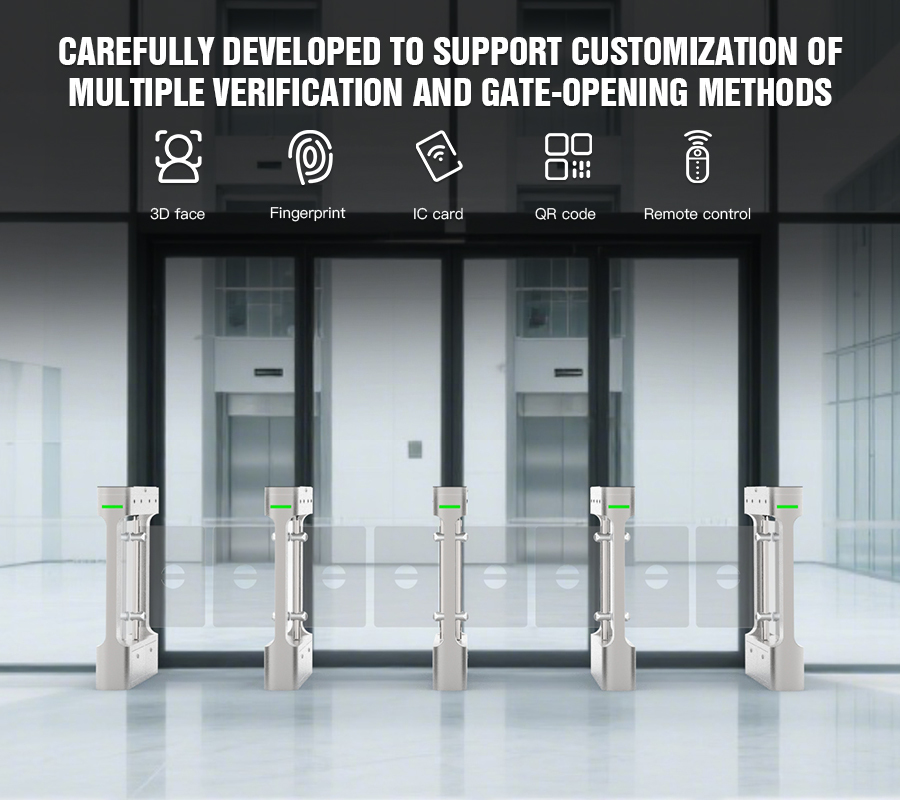 Pedestrian Passage Swing Gates for Supermarket Entrances and Exits - 304 Stainless Steel Material, Communication Interfaces: RS485/232