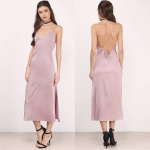 China Sexy Satin Summer Midi Dress Women with Slit wholesale
