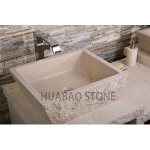 Marble Square Bathroom Wash Stone Sink Basin Eygptian Yellow Beige