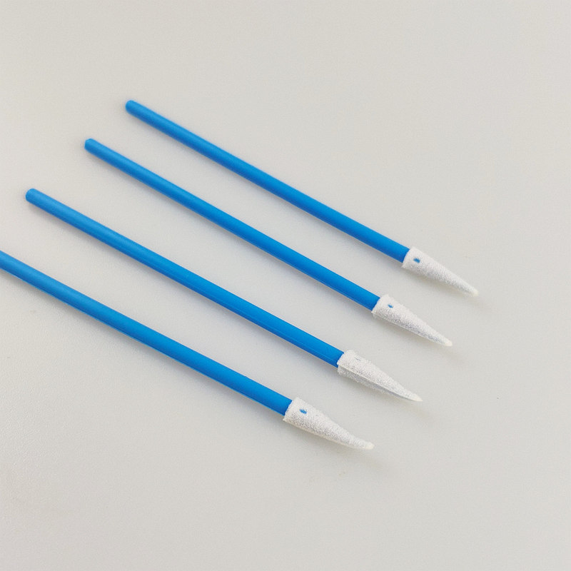 Pointy Sharp Sponge Head 76mm Foam Swabs Blue Handle For Precision Cleaning