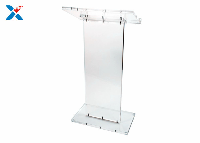 Clear Church Acrylic Display Stands Acrylic Lecterns And PodiumsHost Desk With Shelf