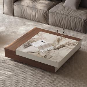 China Oak Wood Coffee Table Ceramic Top Square Coffee Table With Drawers wholesale