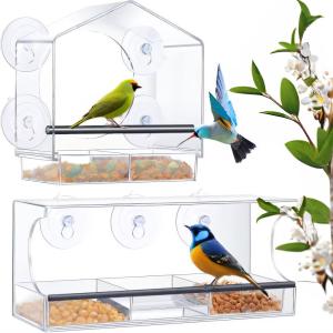 China JYD Transparent Suction Cup Acrylic Birdfeeder Outdoor Window Birdhouse wholesale