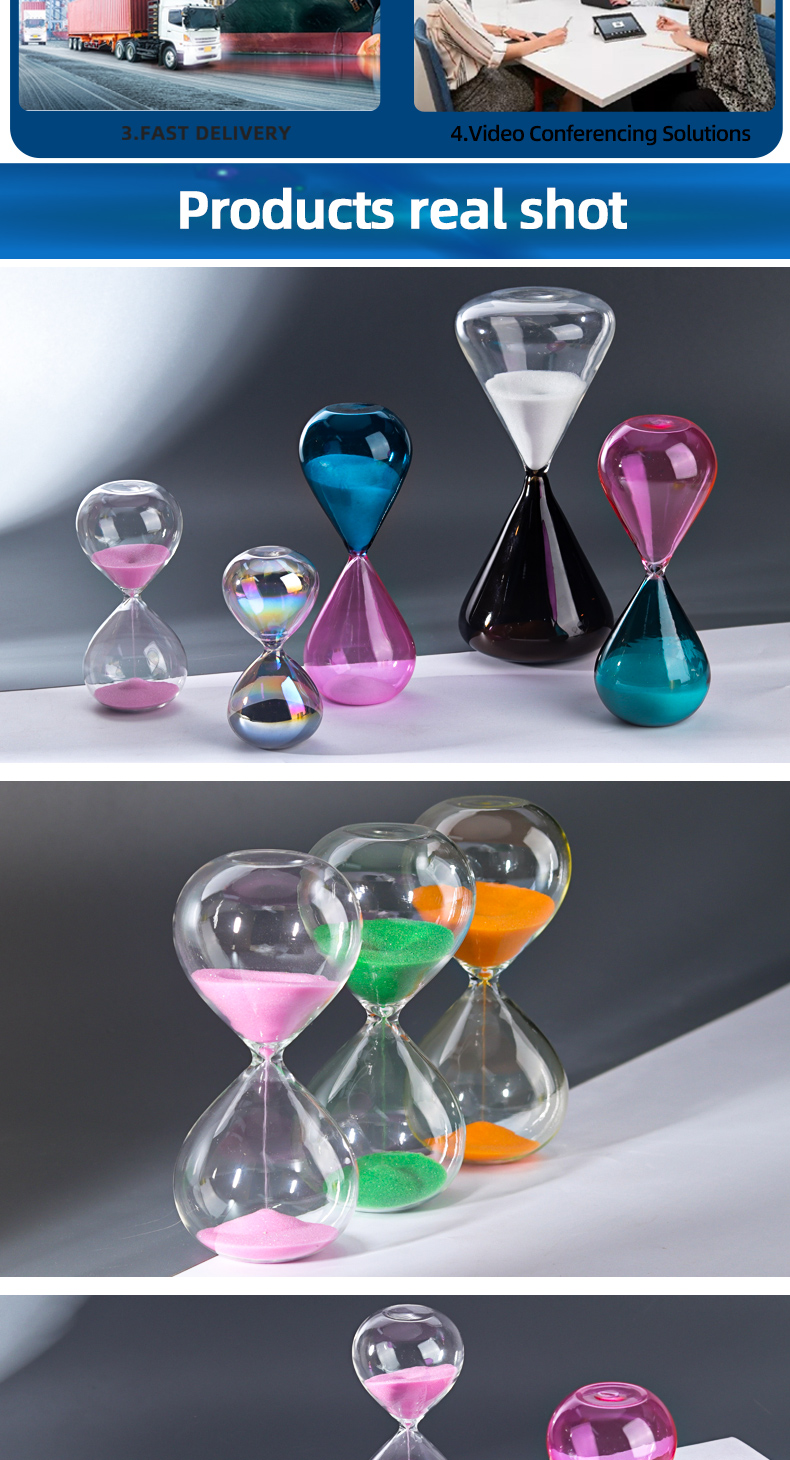 Hand Blown Colored Hourglass Sand Timer Modern / Simple Style