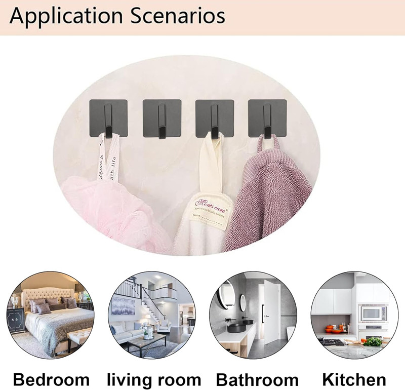 Stable and Durable Adhesive Hooks Stainless Steel Wall Hooks Stick on Hooks