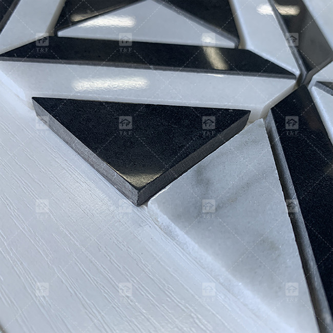 Black And White Marble Stone Mosaic Tile For Wall Kitchen Backsplash Wear Resistant