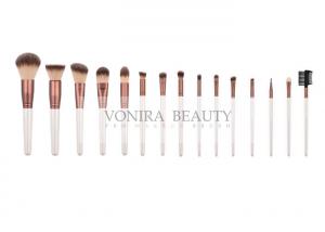 China Chocolate Color Synthetic Makeup Brushes With Pearl White Handle wholesale