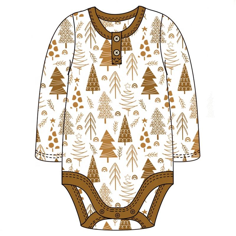 Christmas infant baby romper bodysuit tree printing baby clothes christmas set