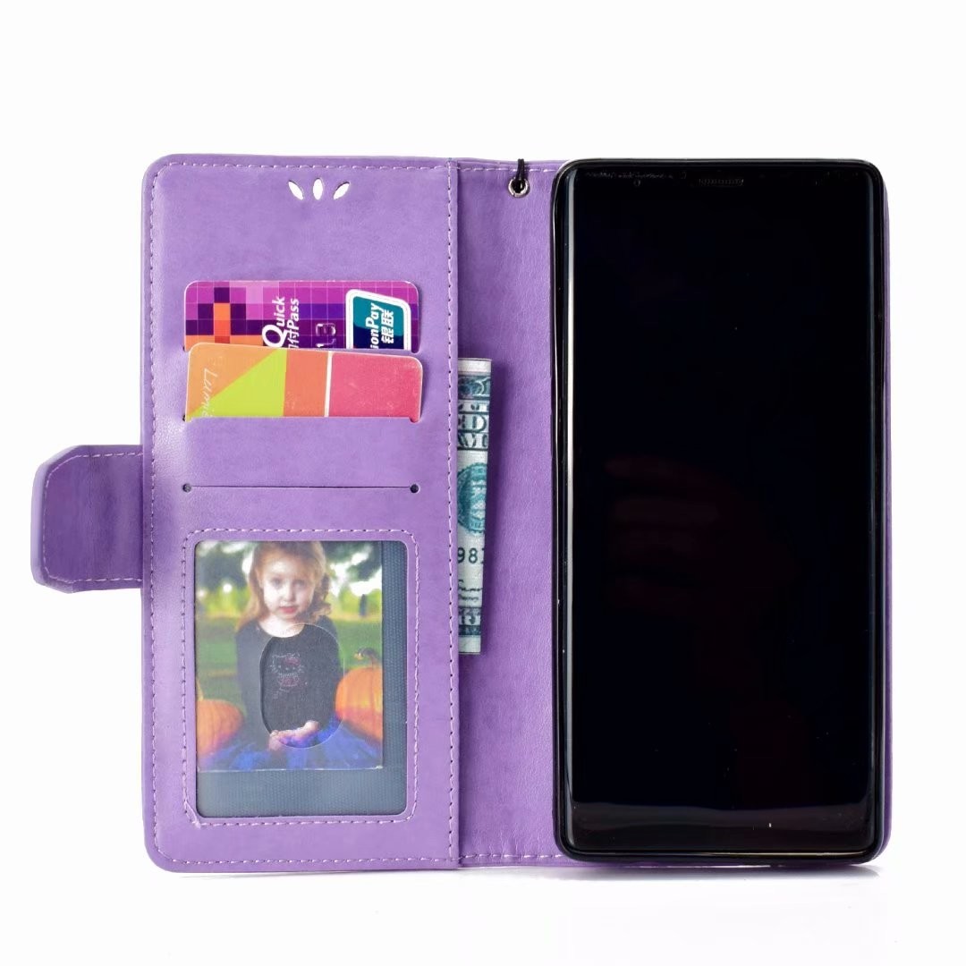 Samsung Note 8 Embossed Mermaid Mariner Spirit Leather Wallet Case with wristlet strap