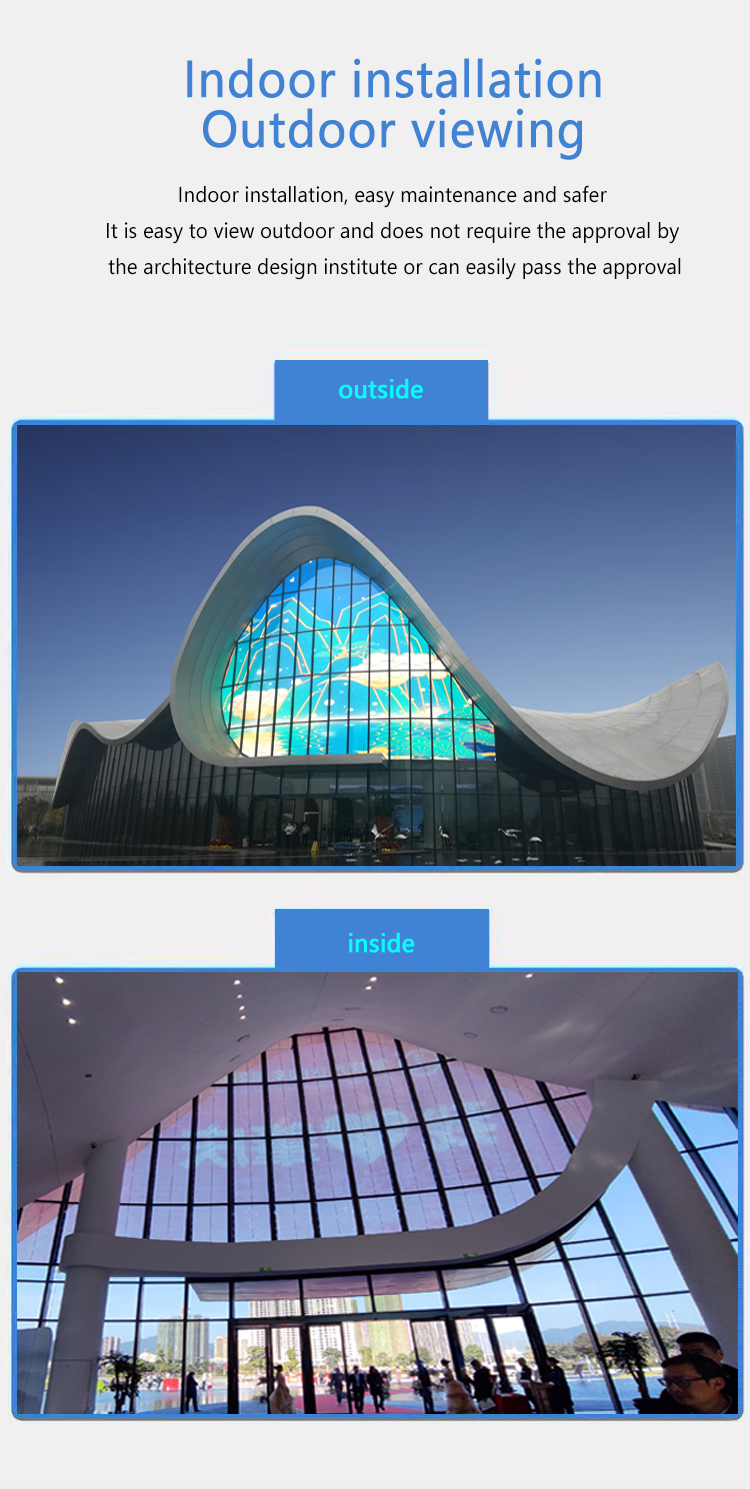 P20 P30 P40 LED Film Screen Giant Glass Curtain Wall Advertising Display Special LED Flexible Screen In Spain