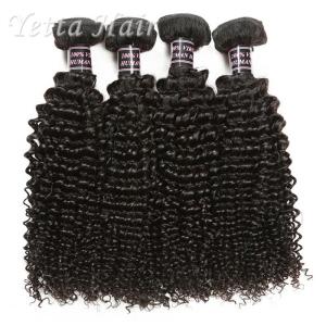 China Kinky Curl Indian Human Hair Extensions Natural Black Without Chemical wholesale