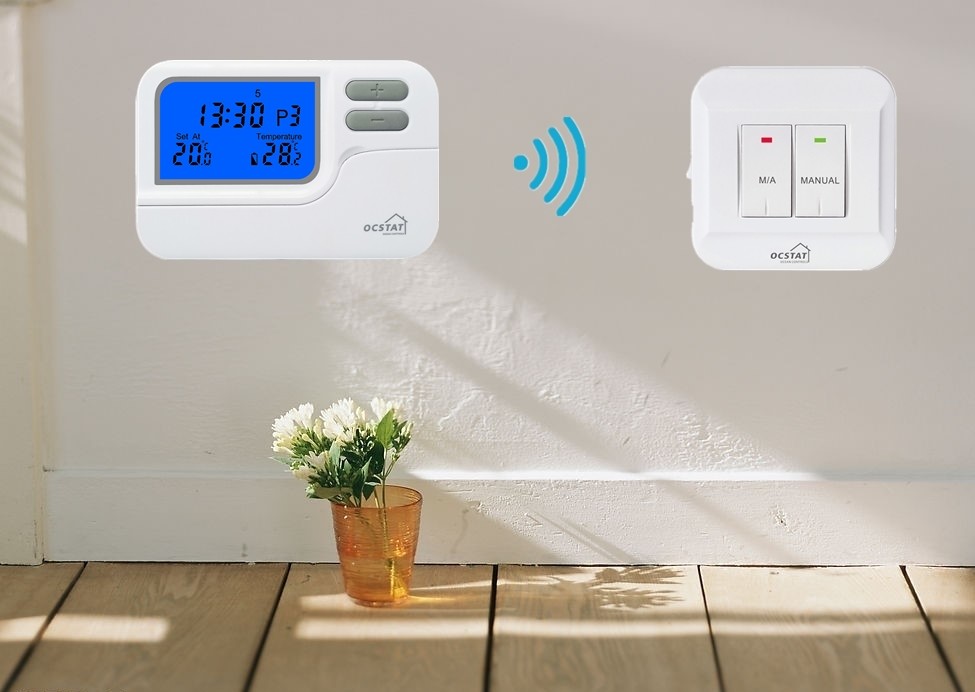 7 Day Programmable ABS White Color Wireless Thermostat For Heating Control