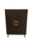 Brass metal base 5-star American hotel Custom made 2-door walnut tall cabinet