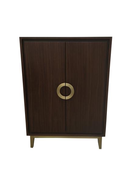 Brass metal base 5-star American hotel Custom made 2-door walnut tall cabinet