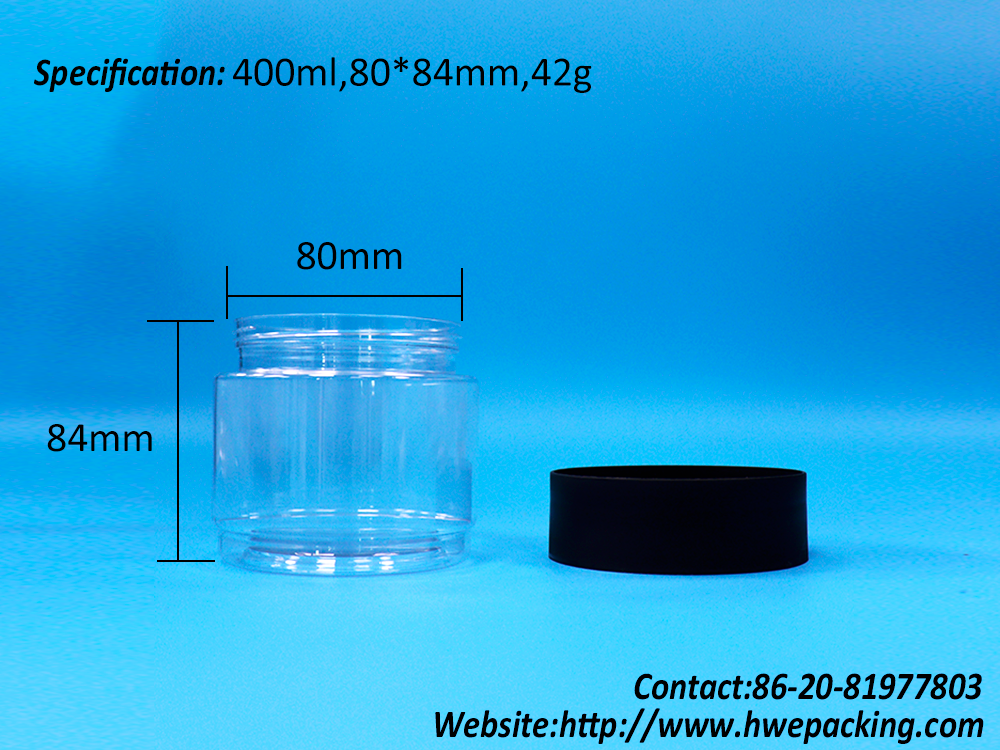 400ml Round Food Grade PET Plastic Jar For Food Butterfly Pea Lotus Seed Sago Corn