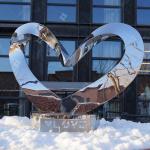 Mirror Polished Metal Heart Sculpture , Stainless Steel Outdoor Sculpture