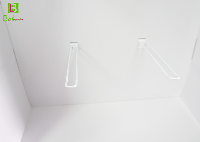 Promotion White POP POS Displays / Floor Cardboard Pop Up Stand 30 Plastic Hooks