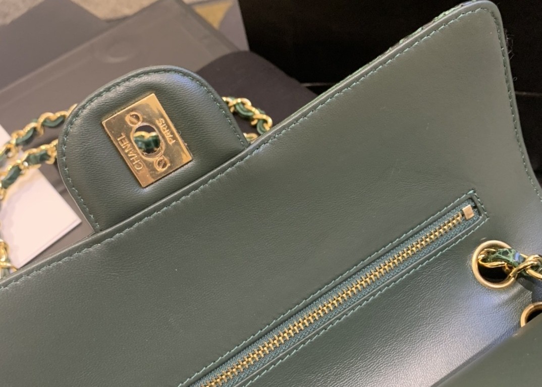 Classic Style Green Croc Crossbody Bag , 25.5cm Crocodile Skin Shoulder Bag