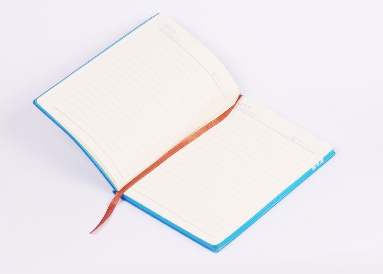 Pu Leather Light Blue Soft Cover Notebook With Color Edge And Belly Band