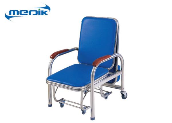 Folding Hospital Furniture Chairs Stainless Steel Attendant Bed Cum Chair With