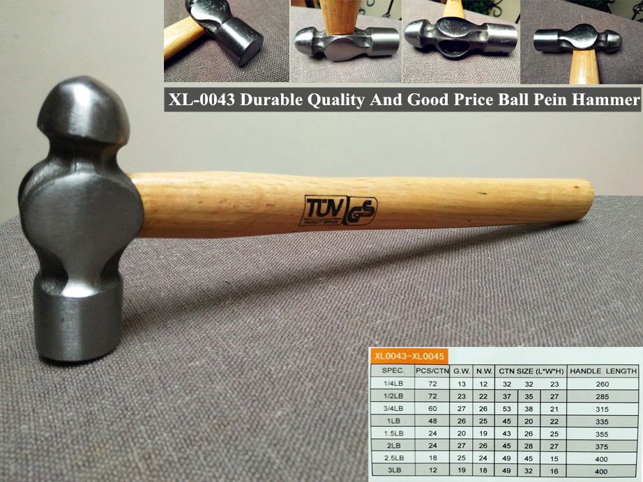 Carbon Steel Wood Handle Ball Pein hammer in Hand Tools (XL-0043)