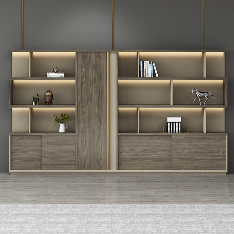 Modern Office File Cabinet Wooden Boss Background Cabinet Set