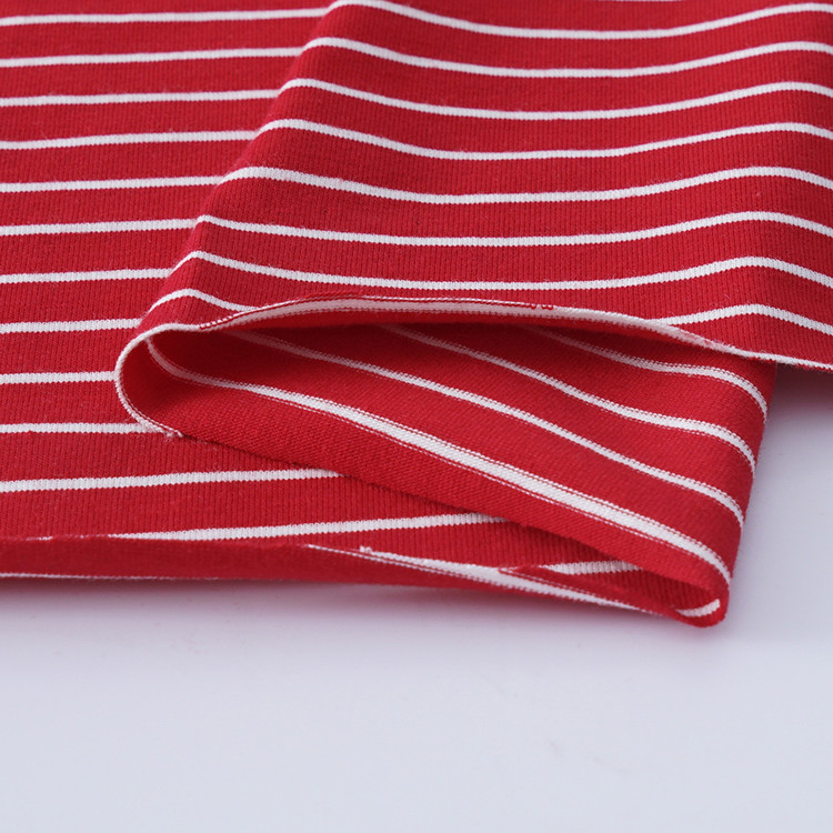 Pure Cotton Striped Knit Fabric , Combing Color Striped Fabric For Jersey