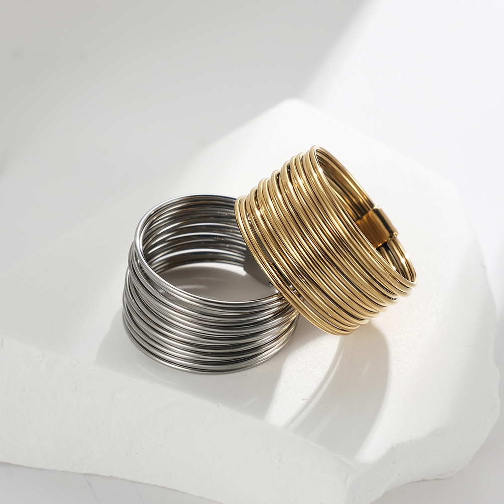 Simple Glossy Spherical Stainless Steel Ring Gold Plated Stainless Steel Fashion Rings