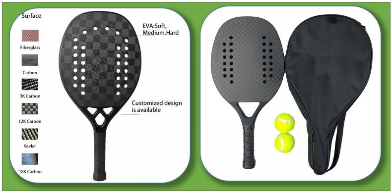 Padel Beach Tennis Paddle Rackets With DIY Logo And Brand 18k Carbon Fiber