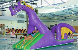 China Creative Purple Dragon Water Obstacle Slide For Swimming Pool Games wholesale