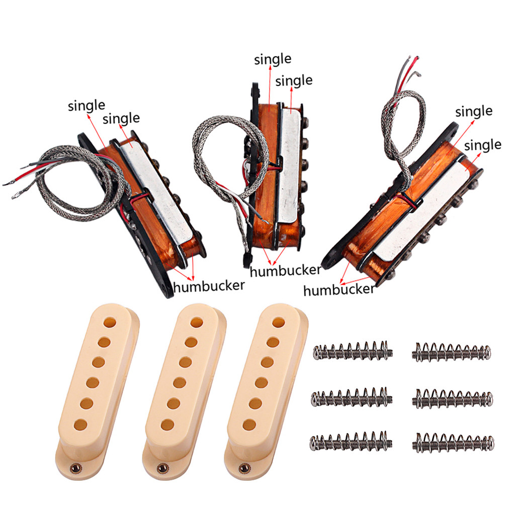 Alnico 5 Humbucker Electric Guitar Humbucker Pickups Set with Neck Middle Bridge for ST GB Noiseless