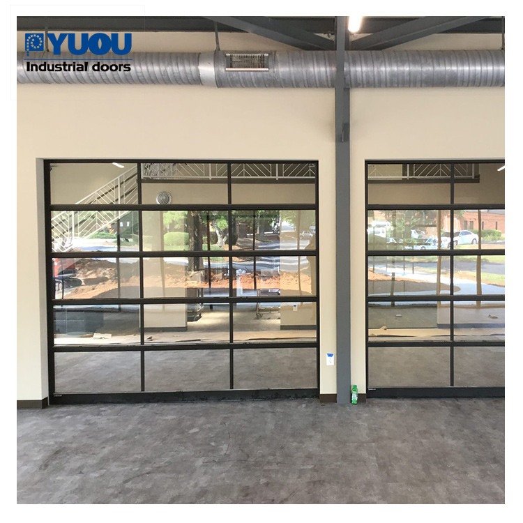 Frosted Insulated Modern Glass Garage Doors Tempered 220V Aluminum Alloy
