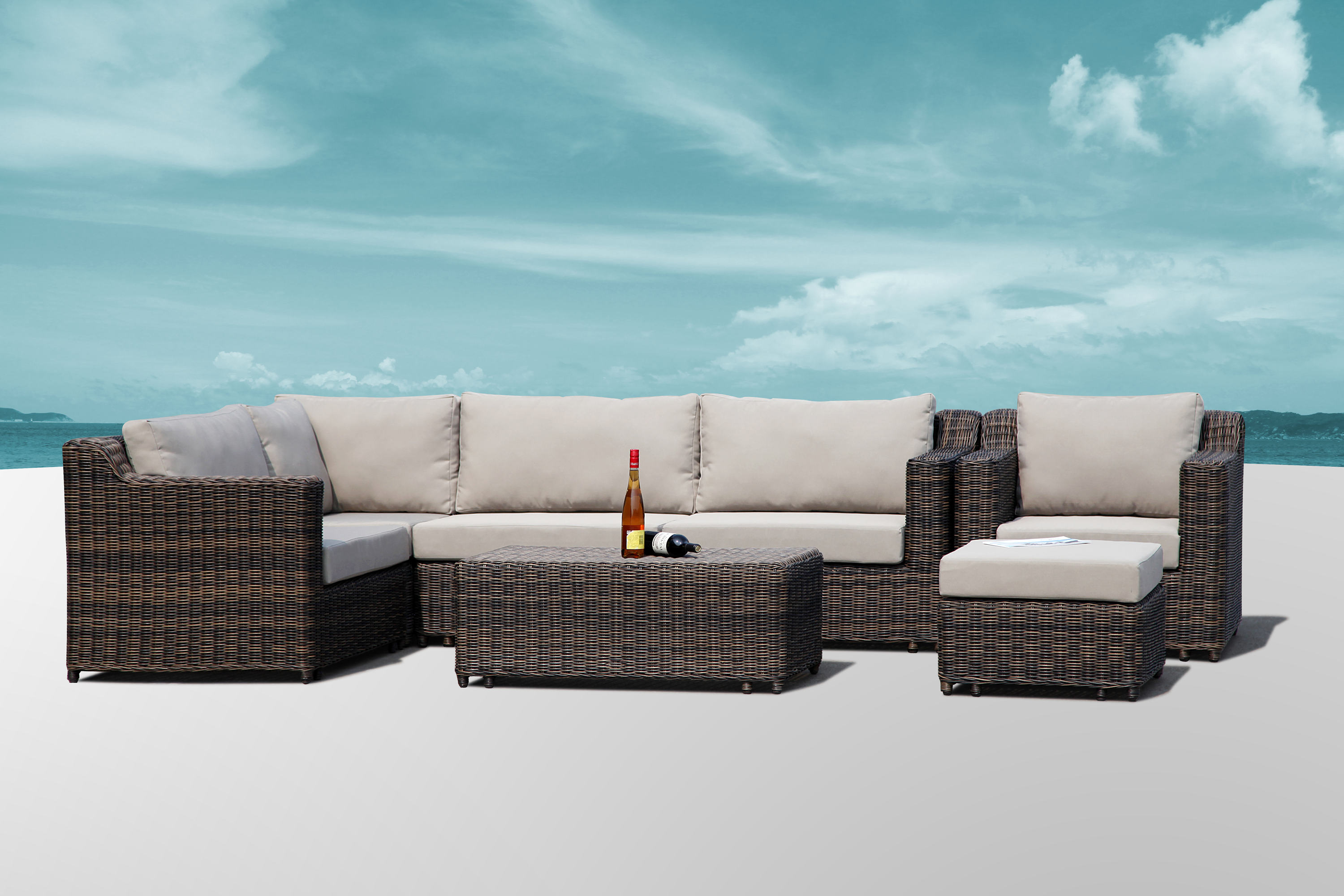 Modern Design Outdoor Rattan Rope Garden Sofa Set with Aluminum Frame