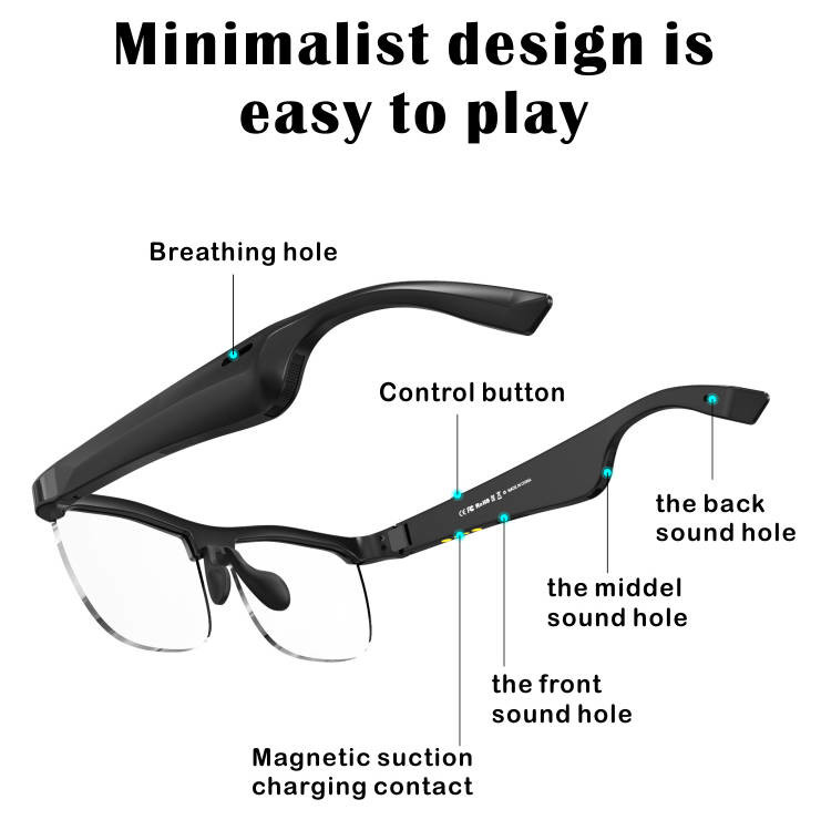 Smart Eyewear Glasses Bluetooth Eyeglasses Wireless 5.0 HD Call With Noise Reduction