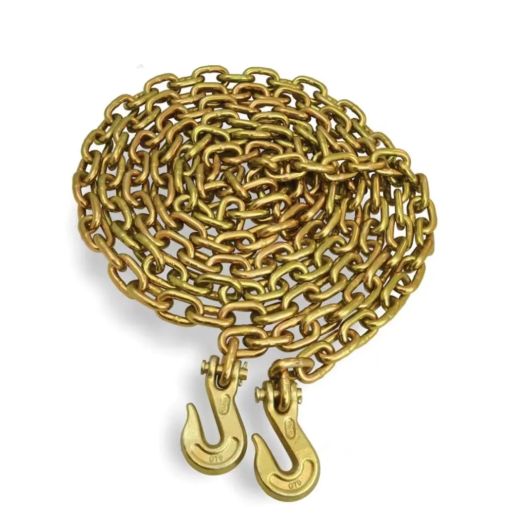 3/8''X 20 Ft Yellow Zinc Heavy Duty Welded Chain G 70 With Clevis Grab Hook