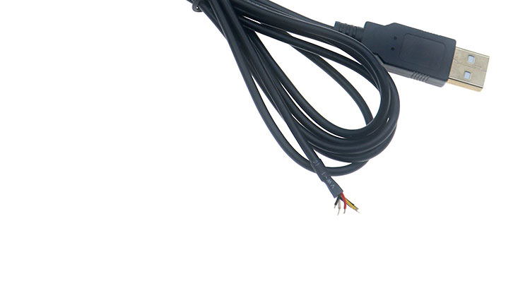 Shield USB A Male to 4 Bare Wires Open End Pigtail Cable