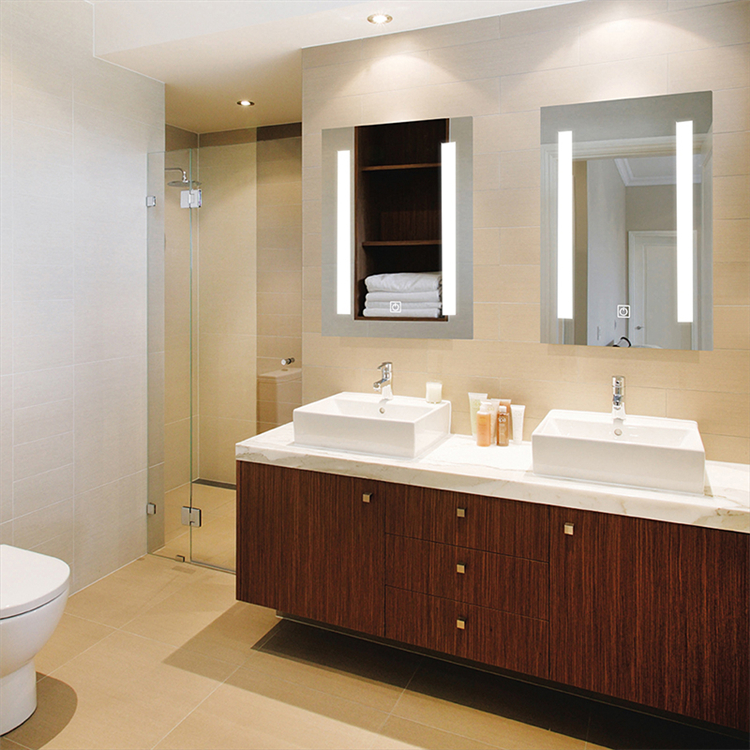 Smart Vanity Bathroom Mirror With Defogger And Hotel Light For Wall Mounted Led Mirror